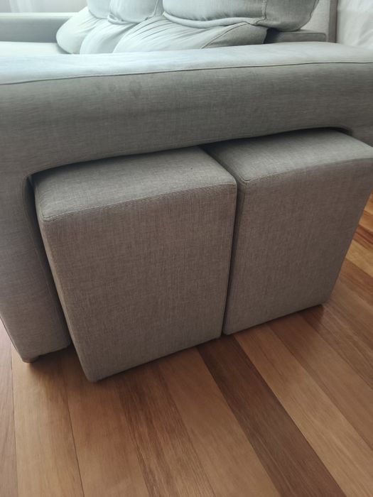 Sofá 3 lugares chaise longue cinzento