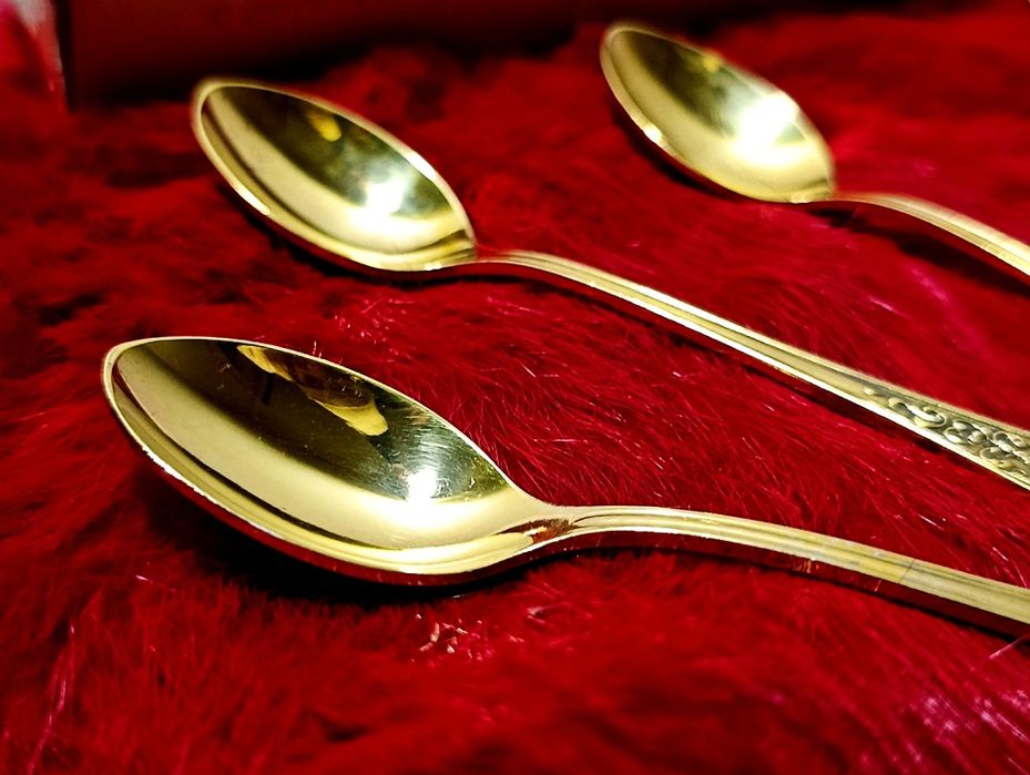Чайные ложки с двухслойным покрытием серебро- золото Кольчугино СССР