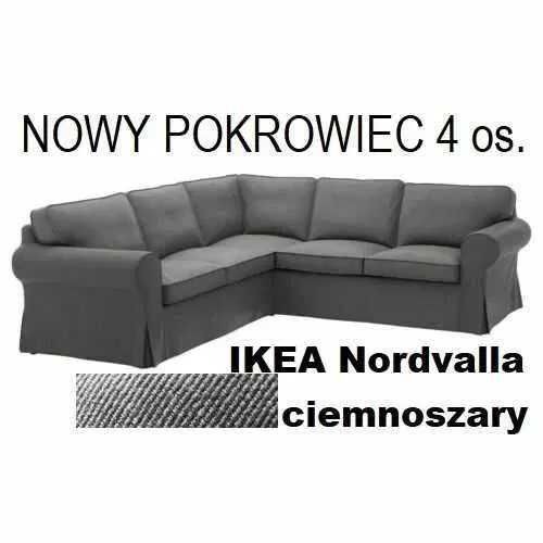 4os. (2+2) EKTORP Nordvalla. Nowy pokrowiec na narożnik ciemnoszary