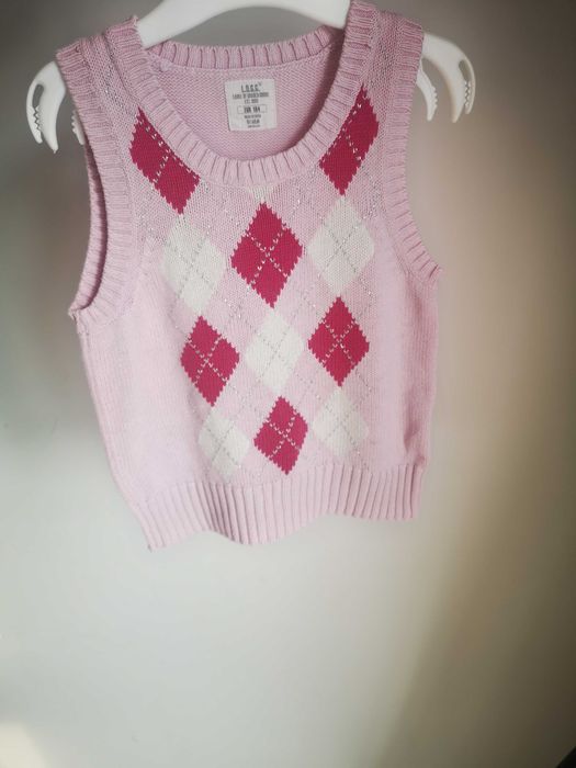 H&M sweterkowa kamizelka romby róż r. 104 cm 3-4 lata
