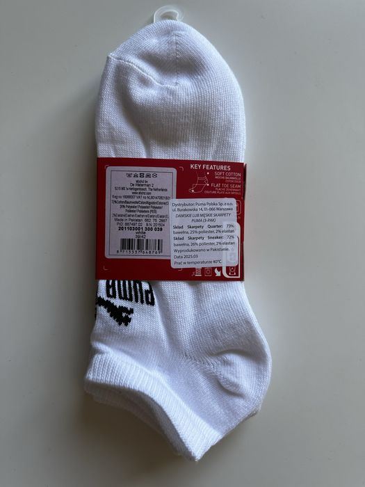 Skarpetki Puma 3-pak 39-42 biale stopki.