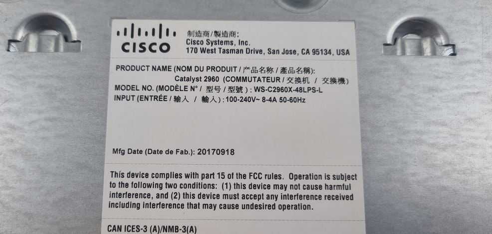 Switch CiSCO C2960X-48LPS-L POE+ 1GB SPF 370W  rack USB