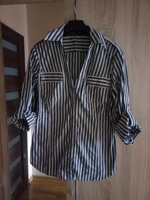 Koszula w paski biało-szare
