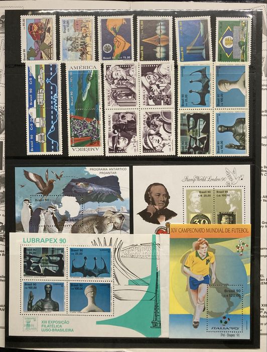 Conjunto completo selos Brasil novos (anos: 90, 91, 92, 93, 94 e 95)