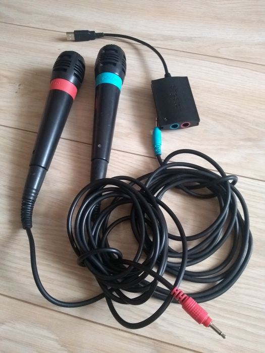 Mikrofony Sing Star, komplet z adapterem, sprawne