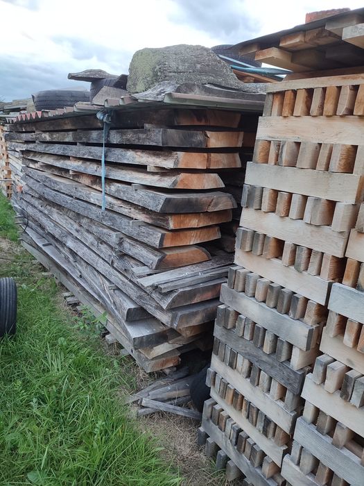 Deski dębowe grubość 75 mm i 52 mm, sezonowane