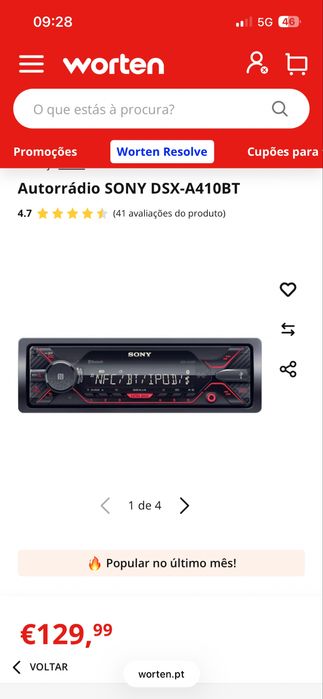 Autorrádio SONY DSX-A410BT