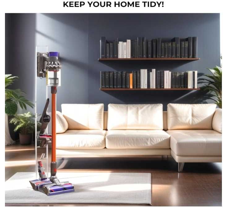 Metalowy stojak na odkurzacz Dyson kolor biały, na kółkach