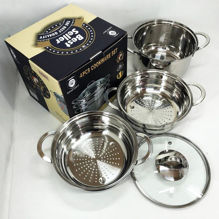 Каструля-пароварка LB-1857CB з нерж. сталі зі скляною кришкоюі