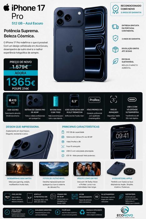 EN Apple iPhone 17 Pro 512 GB Azul Escuro