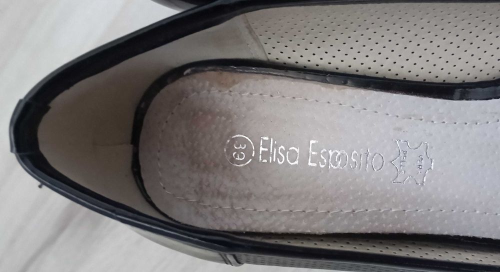 Czarne lakierkowe z siateczką czółenka Elisa Esposito roz. 39/26 cm