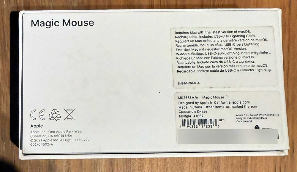 Apple Magic Mouse A1657 Branco - Como novo, completo com caixa e cabo