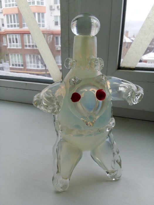 Штоф ведмідь  гутне  скло ЛКСФ