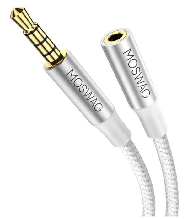 Kabel minijack męski -> żeński w oplocie 2m MOSWAG