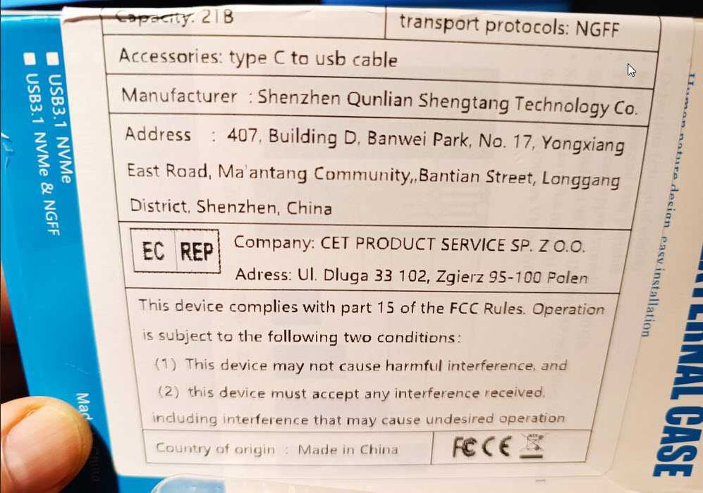 Caixa M.2 SSD NGFF Typo C PCIe B+M/M-Key