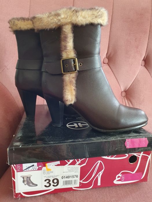 Buty skórzane zimowe Trzewiki na obcasie Tomasso Taccardi 39