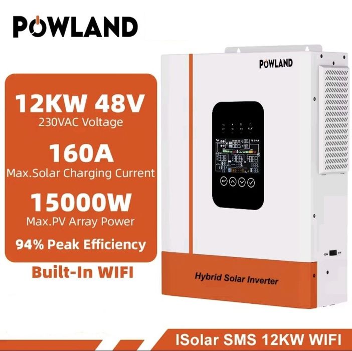 В НАЯВНОСТІ Гібридний сонячний інвертор Powland 12KW +WI-FI. Новий. 12 кВт 11