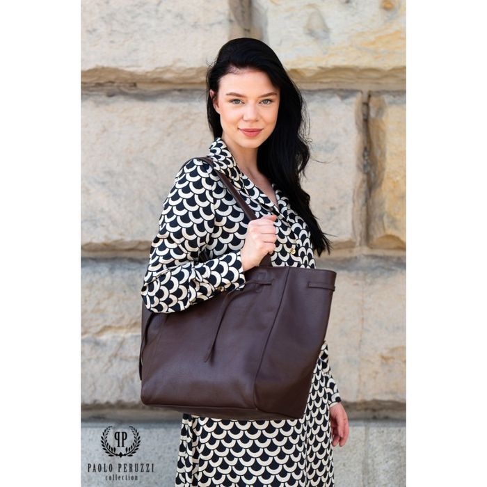torba shopper skórzana damska na ramię paolo peruzzi in-64-br
