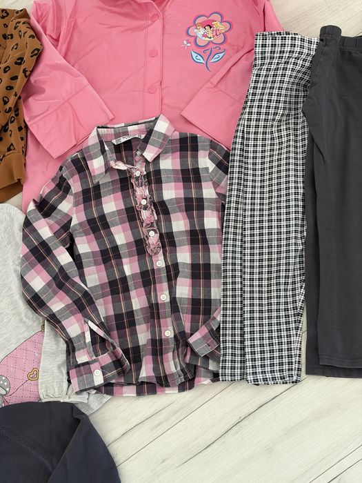 Duży zestaw ubrań jesiennych, jesień, zima 122, 128 kurtka bluzki, legginsy