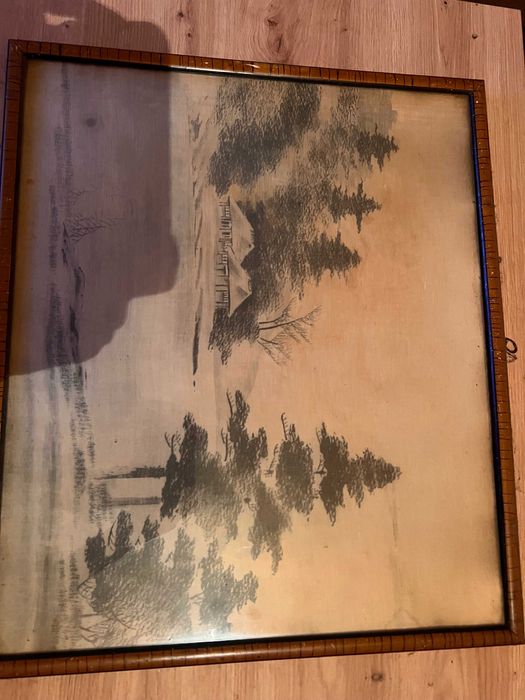 Zimowy pejzaż, ołówek/węgiel, Warszawa, lata 20–30 XX wieku