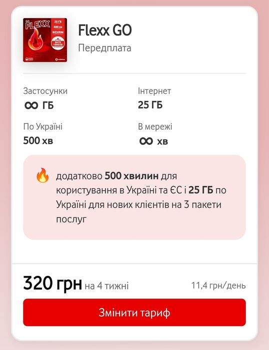 Стартовий пакет Водафон Flexx GO красивый Гарний номер