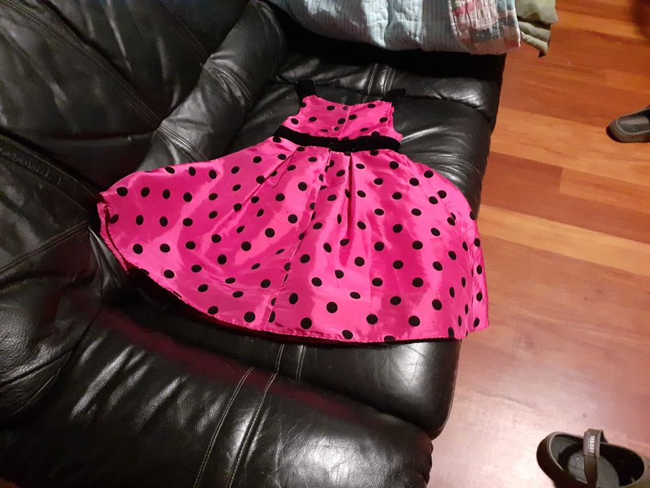 Vestido de Seda com Bolinhas Para Criança 4 anos