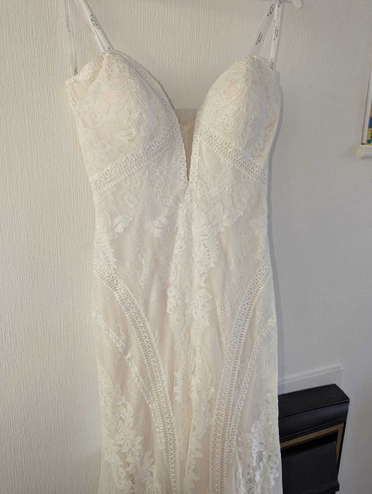 Suknia ślubna boho,francuska koronką z Wirderly Bridge,S-M,