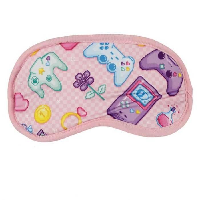 ALMOFADA DE VIAGEM & MÁSCARA DE DORMIR EM PELÚCIA GAME OVER ROSA