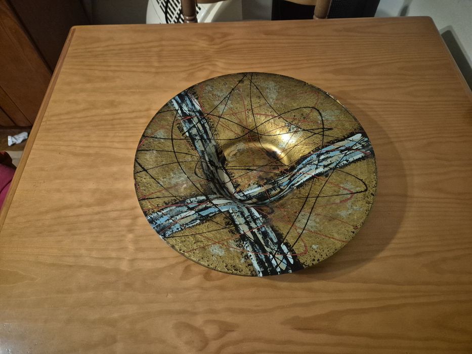 Prato de vidro decorativo