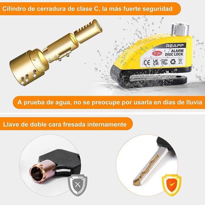 Cadeado de mota, disco com alarme 110 DB, anti-roubo, mota, novo