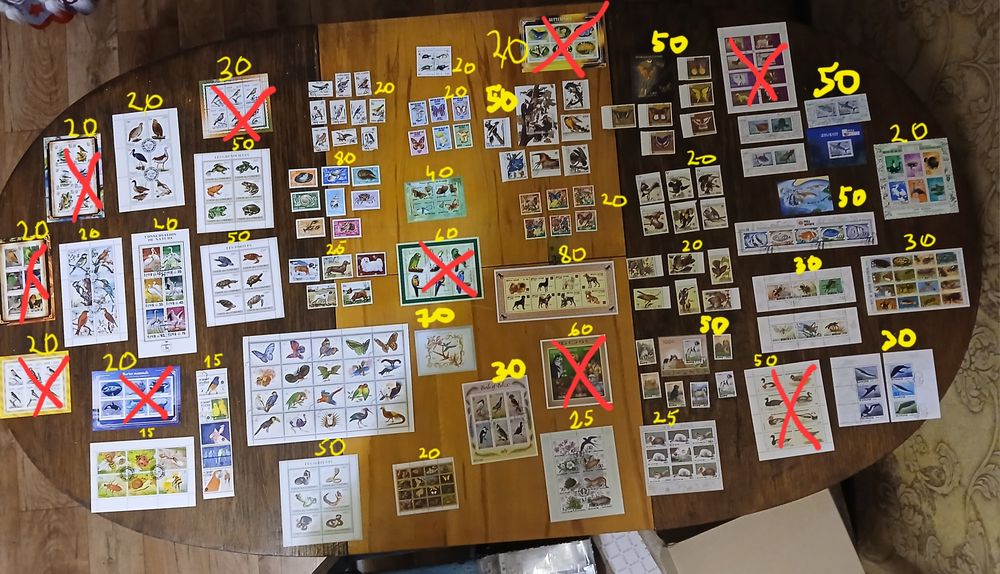 Продам марки фауна птицы рыбки собаки кошки бабочки жуки