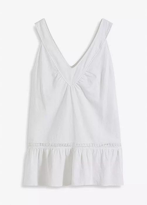 B.P.C top lniany długi z haftowaną koronką r.40