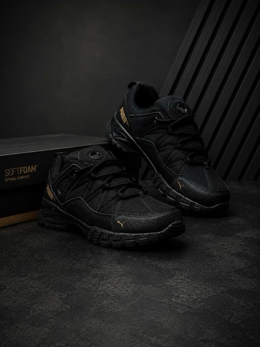 Чоловічі кросівки puma tactical black Шкіряні мужські кросовки puma Чоловічі красовки пума Кожані красовки
