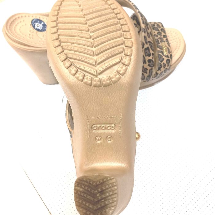 Сабо Crocs 5(36)р. Леопардовые тапочки шлепки