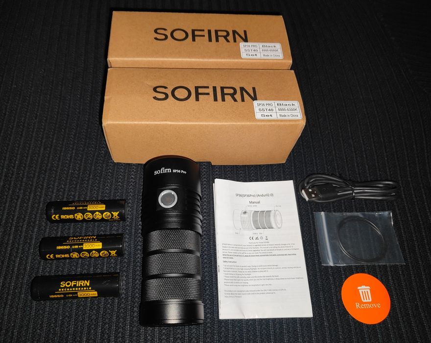 Sofirn SP36PRO 8000Люмен, 423м, USB Type-C, комплект з АКБ 3*18650
