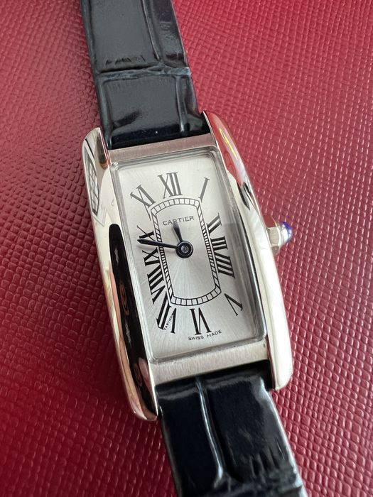 Zegarek damski Cartier Tank granatowa skóra