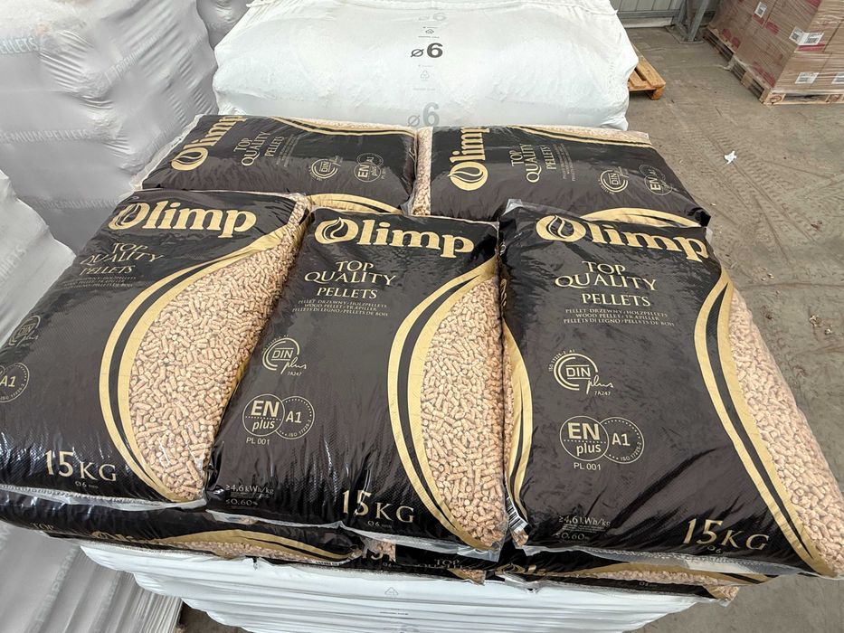 Pellet drzewny OLIMP Stelmet 15kg | paleta 975kg | A1 ENplus | 6mm