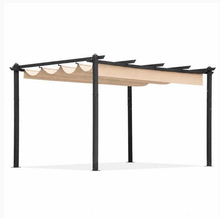 PERGOLA Ogrodowa Tarasowa 3x4m stalowa altana zadaszenie rozsuwane BEŻ