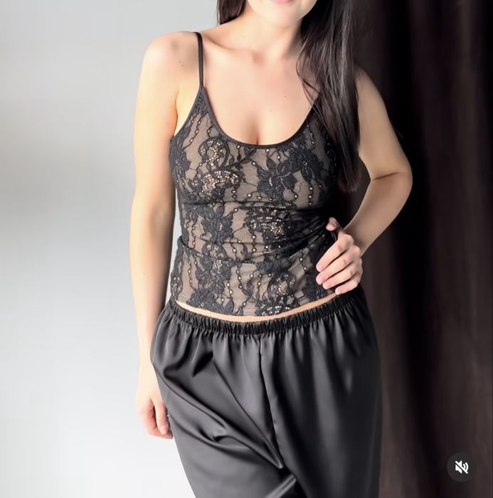 Кружевной топ черный