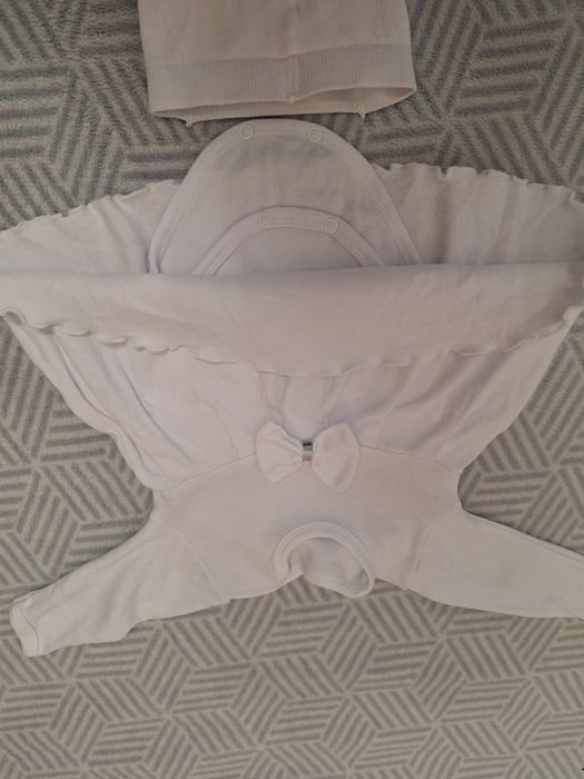 Komplet do Chrztu Świętego białe body-sukienka + rajstopki rozmiar 62