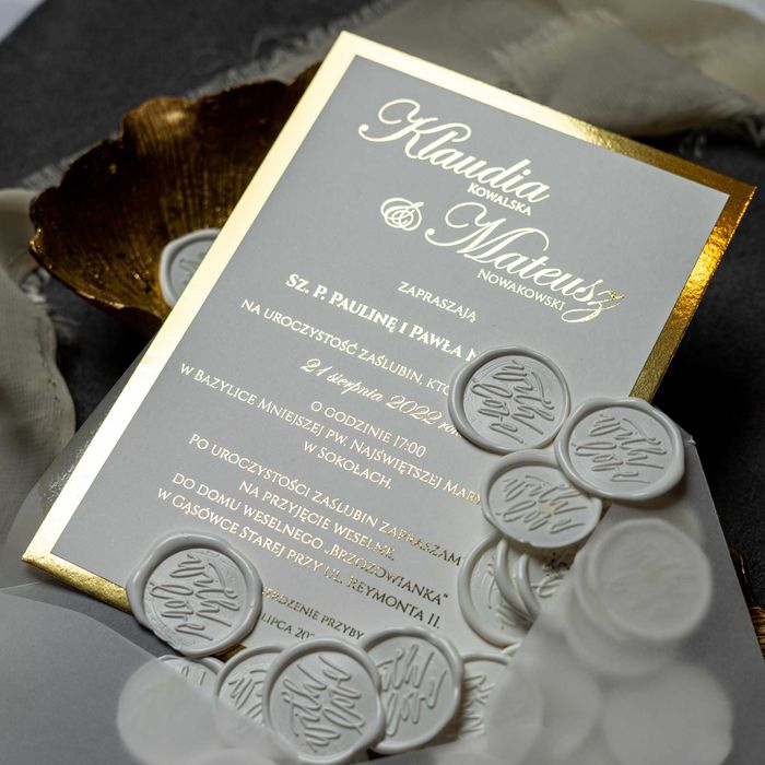Zaproszenia ślubne GLAMOUR beauty glam z kopertą z kalki