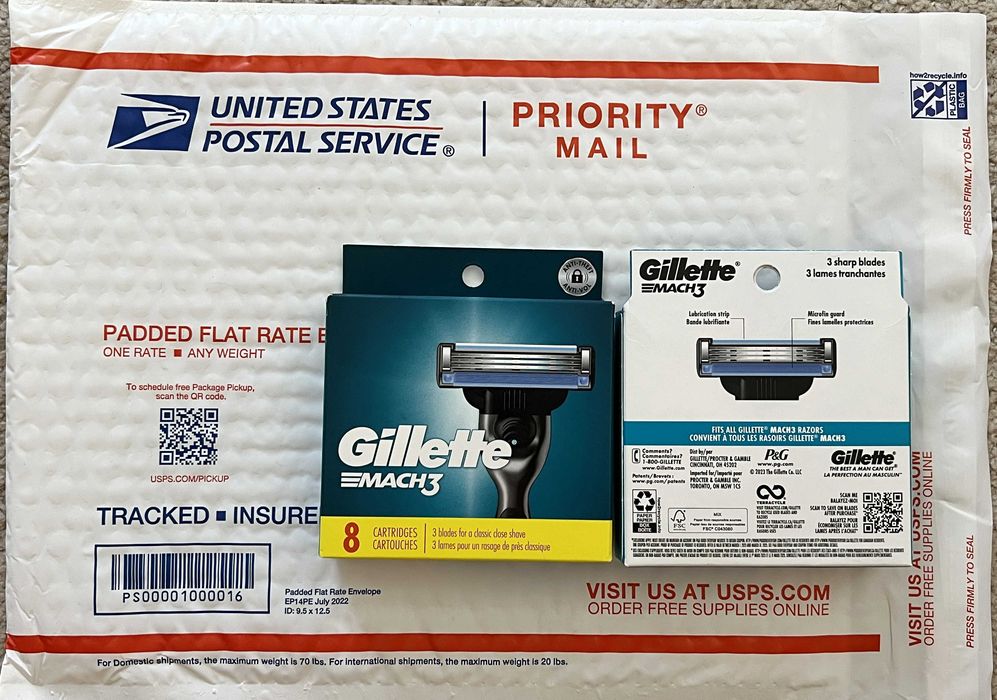 Лезвия оригинал из США Gillette Mach3  4шт картриджи