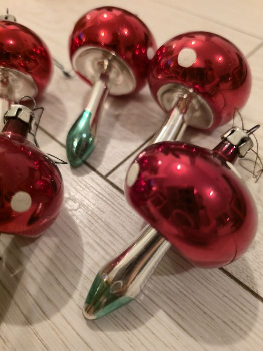 Bombki grzybki PRL 7 sztuk