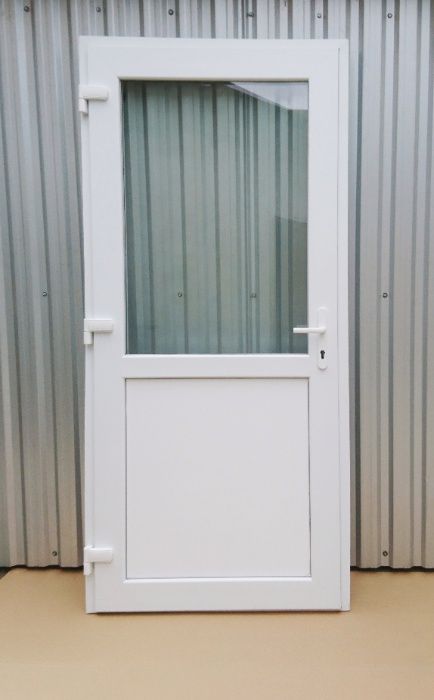 Drzwi PVC BIAŁE zewnętrzne 105x210cm NOWE do biur sklep taras  od ręki