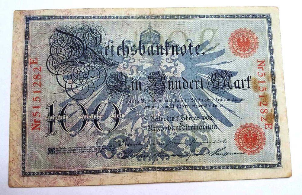 Nota de 100 Marcos alemães 1908