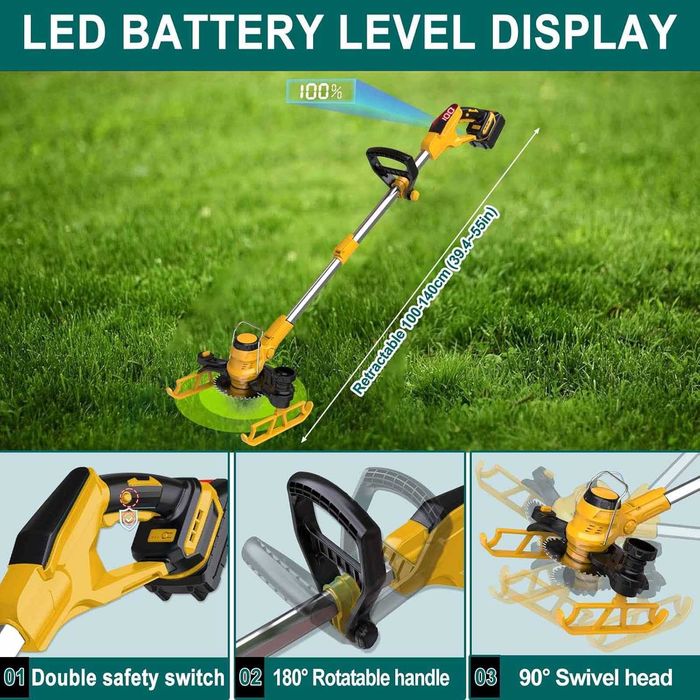 Podkaszarka do trawy, kompatybilna z akumulatorami Makita, 5 ostrzy