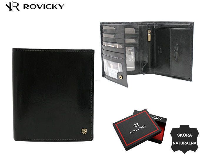 skórzany, duży portfel męski z systemem rfid - rovicky