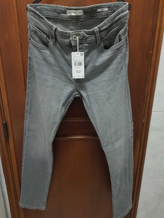 Calças de ganga jeans homem cinzento Mango estilo Levis Lee NOVAS