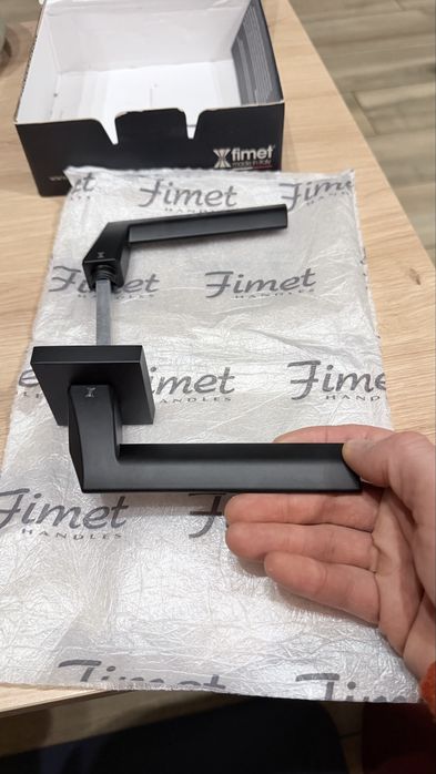 Klamka Fimet nowa czarna rozeta kwadrat