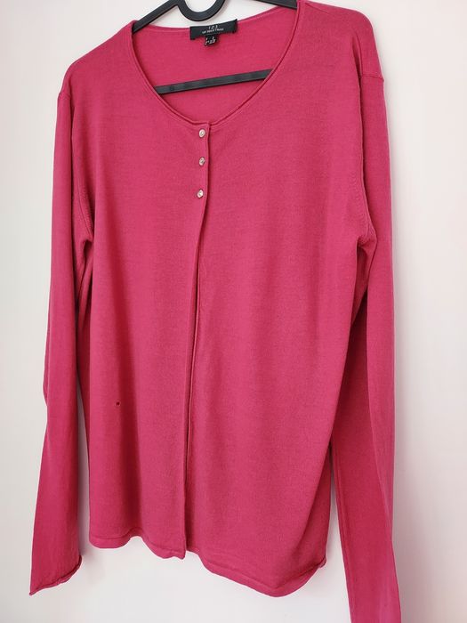 Różowy sweter, kardigan fuksja 100% merino